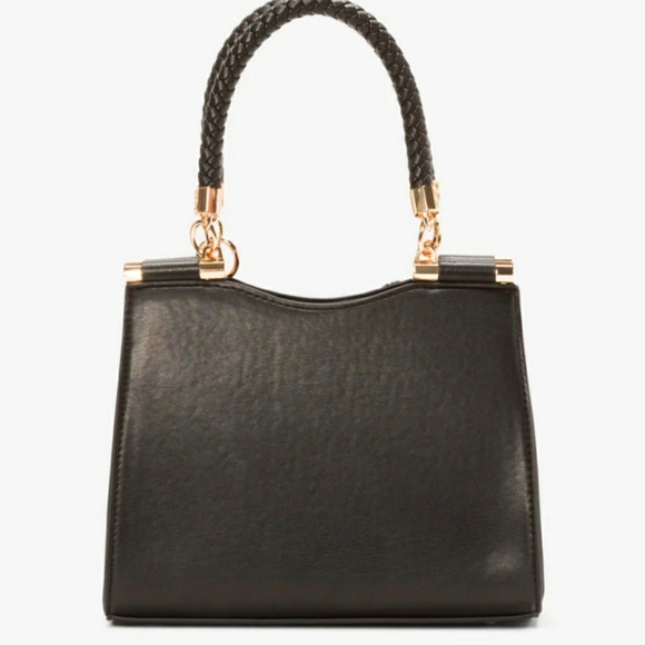 NWoT BEBE Black Satchel Crossbody Convertible Gold Black Satchel Adjustable - Picture 2 of 15